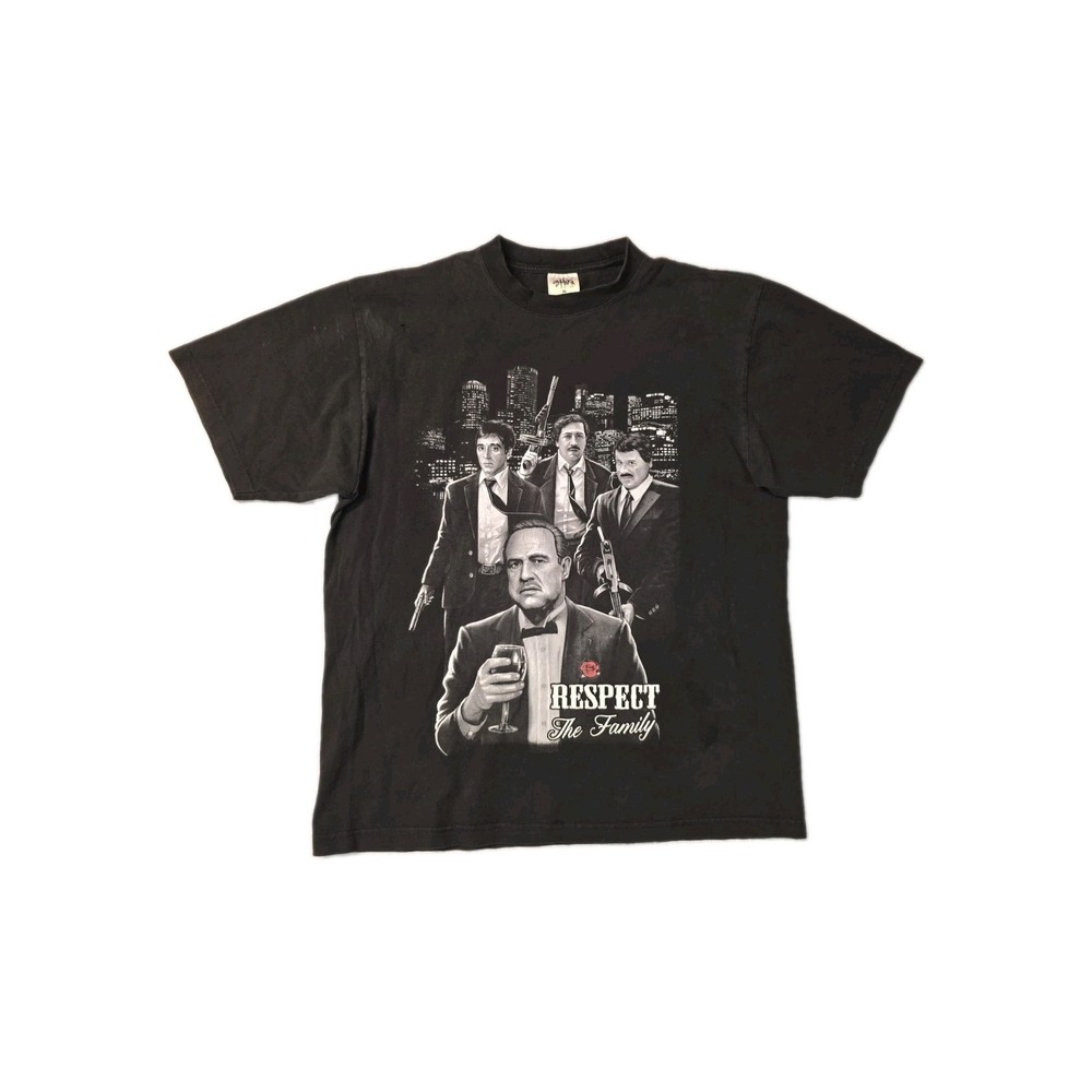 Shaka Wear Respect The Family Graphic T-Shirt Black XL Heavyweight Streetwear